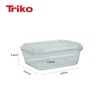 Set x3 Recipientes TRIKO Vidrio Borosilicato 630 ml – Herméticos, BPA Free, Microondas y Lavavajillas