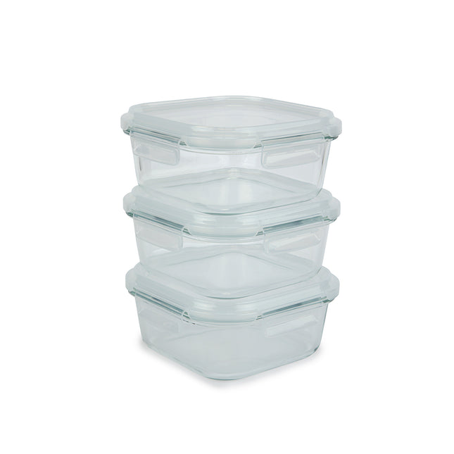 Set x3 Recipientes TRIKO Vidrio Borosilicato 800 ml – Herméticos, BPA Free y Apto Microondas
