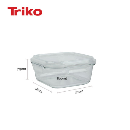 Set x3 Recipientes TRIKO Vidrio Borosilicato 800 ml – Herméticos, BPA Free y Apto Microondas