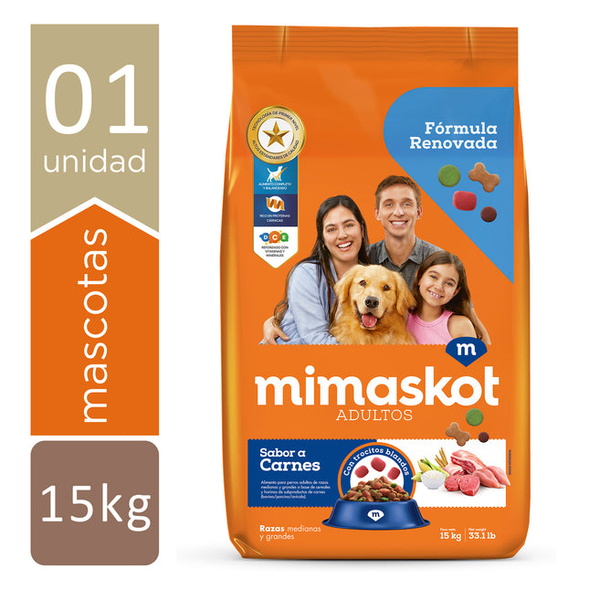 Mimaskot Perros Adultos Sabor Carne, Cereales y Vegetales – Alimento Seco para Perros 15kg