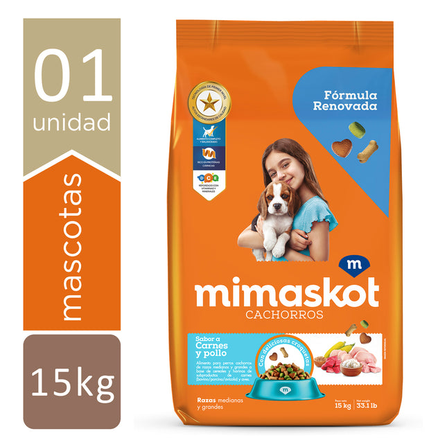 Mimaskot Cachorros Razas Medianas y Grandes Sabor Carne y Pollo – Alimento Seco para Perros 15kg