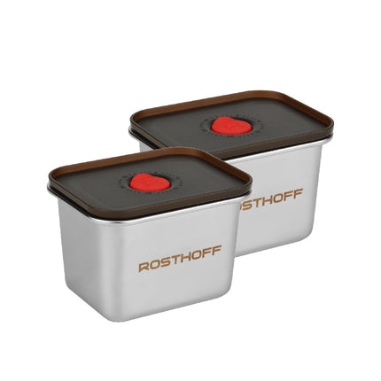 Set de 2 Contenedores de Acero Inoxidable Rosthoff 500 ml – Herméticos, Microondas y Lavavajillas
