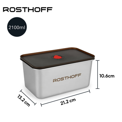 Set de 2 Contenedores Rosthoff 2,1 L – Acero Inoxidable Hermético, Microondas y Lavavajillas